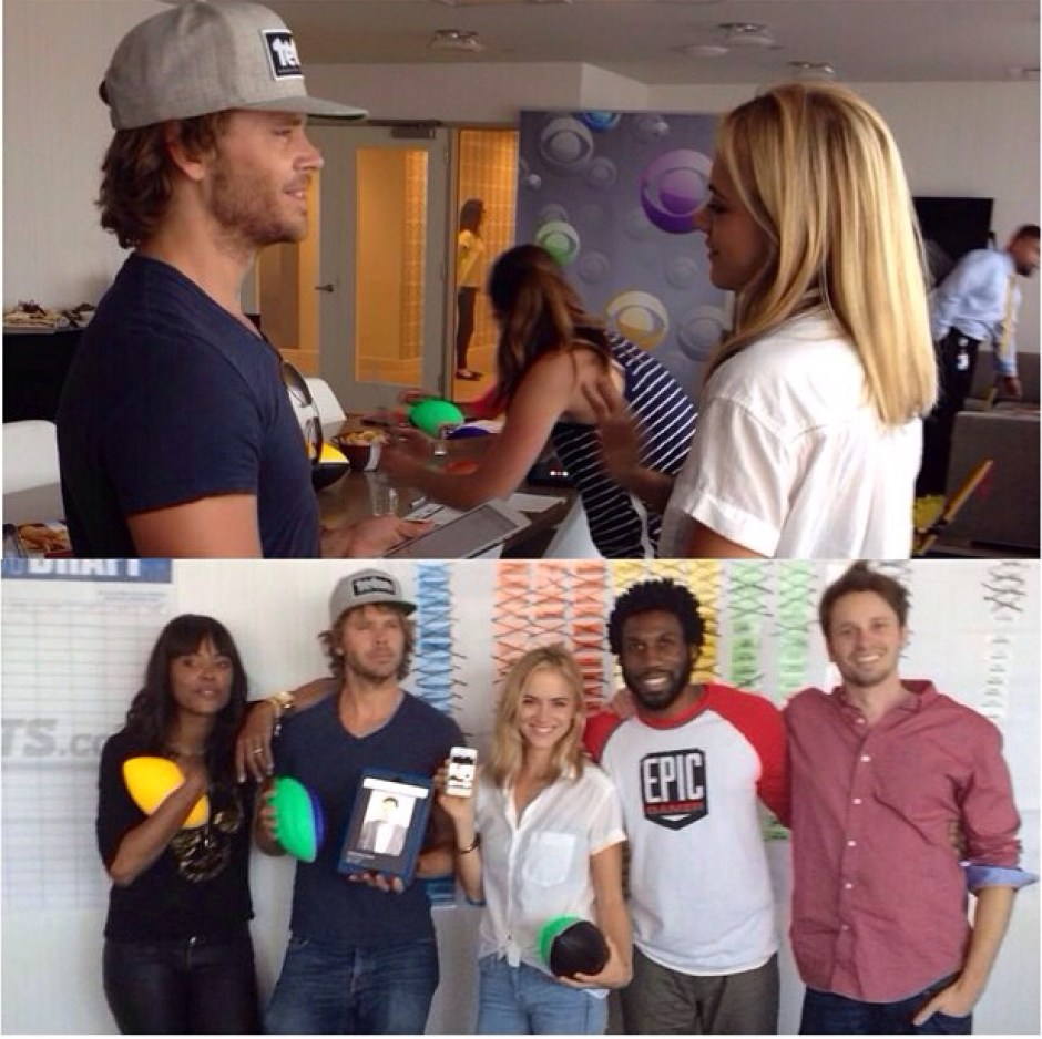 @NCISLA:  NCIS franchise selfie!  @ericcolsen @emilywickersham #lucasblack on fantasy football draft day! #ncis #ncisla #ncisnola