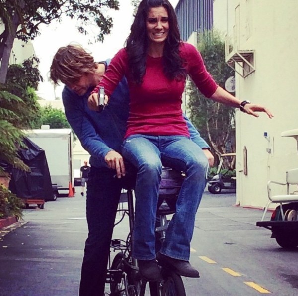 Behind the scenes of #ncisla. A perfect example of the level of trust and belief that @danielaruah has with me in all things life threatening. #couldsheseriouslylookanyterrified #newepisodeTONIGHT