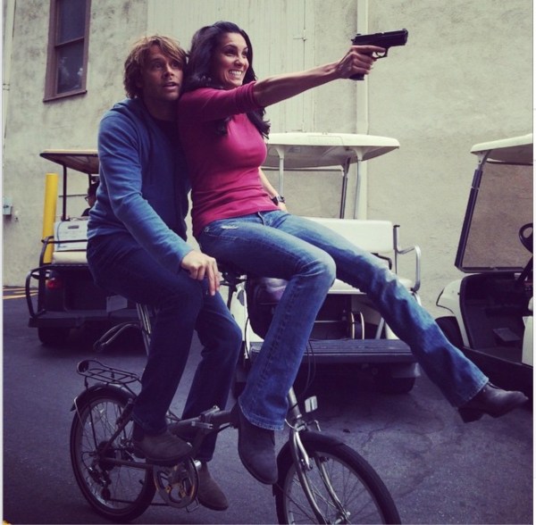 Things to be discussed with Hetty. Sam: Challanger Callen: Mercedes Kensi: Cadillac. Deeks: Foldable circus bike.